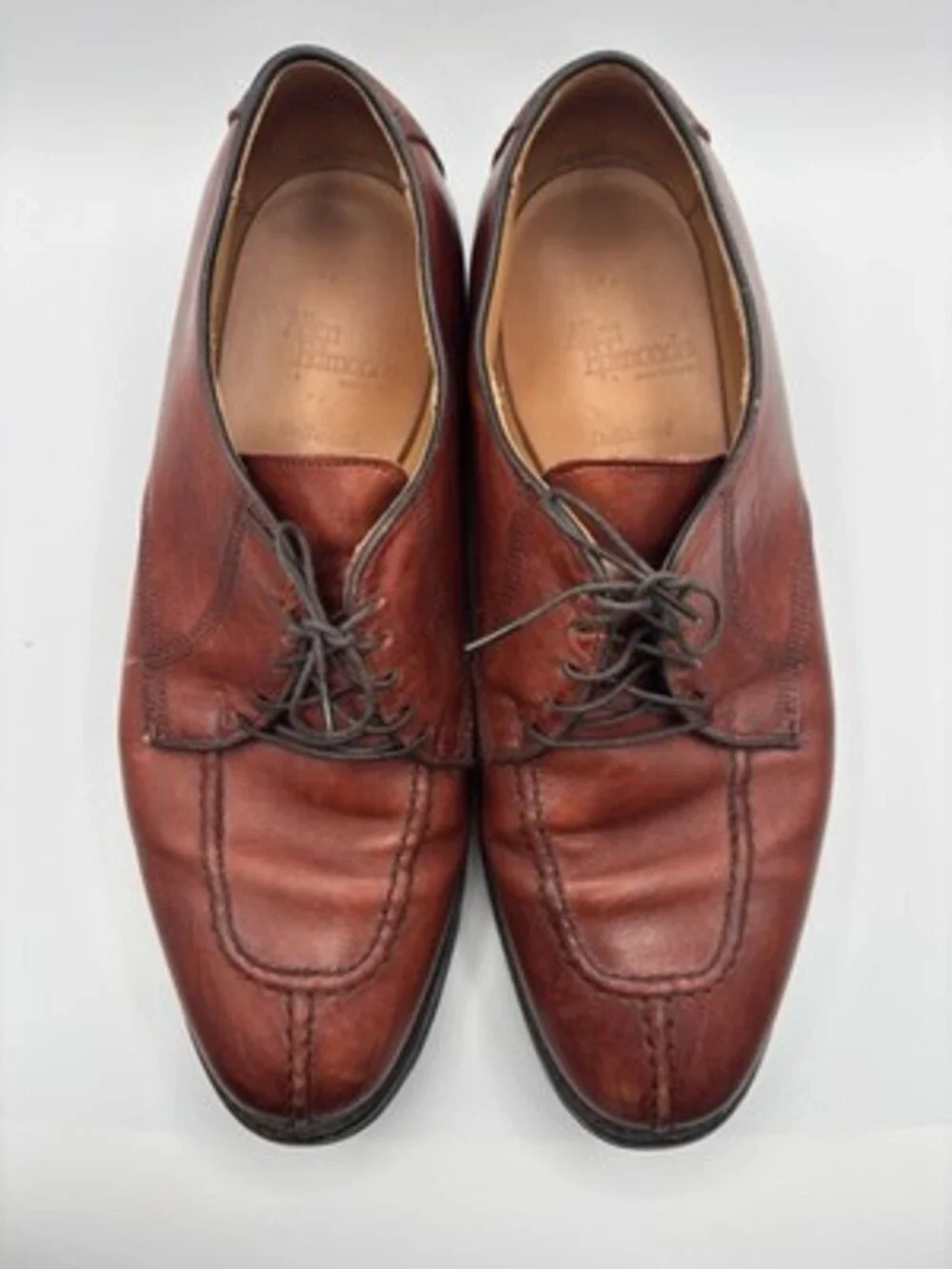 Allen Edmonds Dellwood Brown Leather Derby Dress Shoes Mens 10 Vibram Bottoms